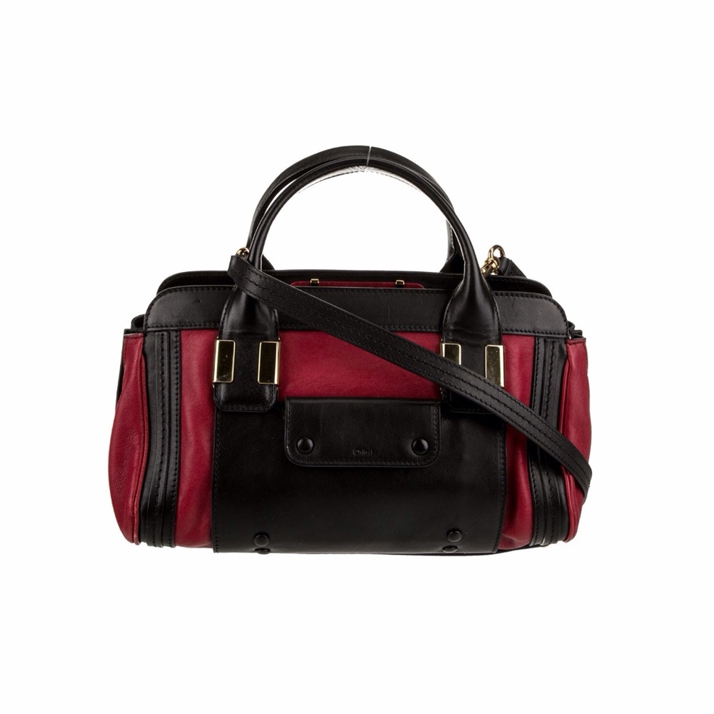 Chloe Black and Red Leather Satchel